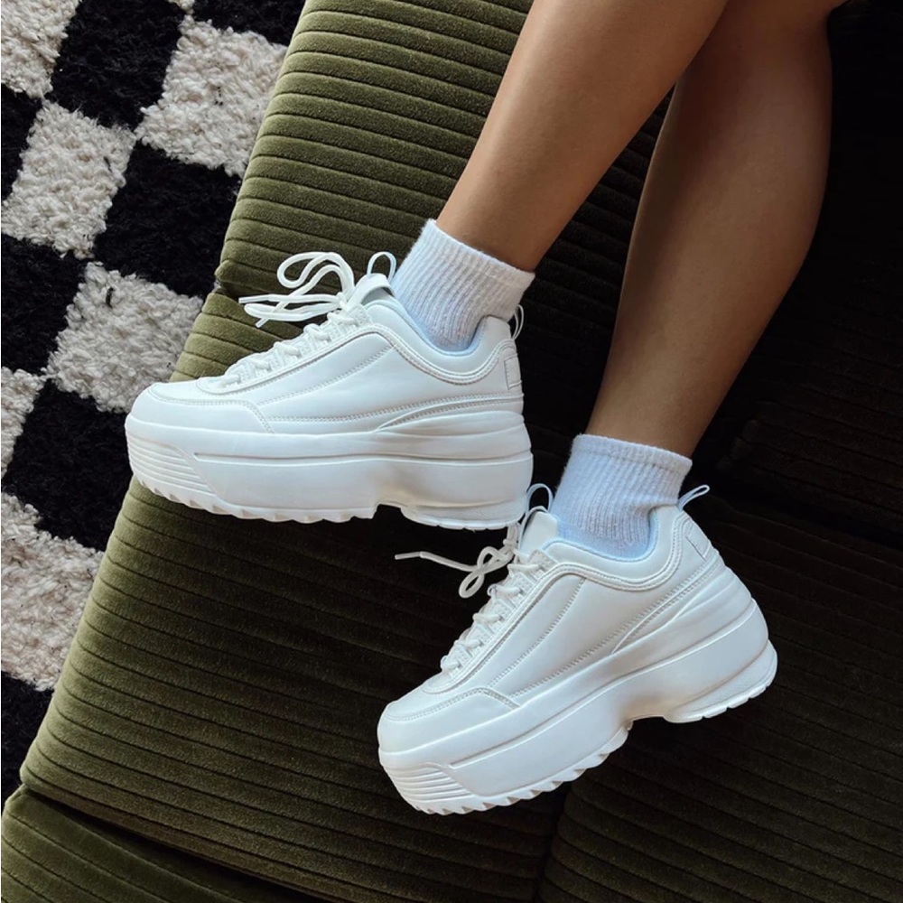 Lily High Platform Sneaker White Princess Polly